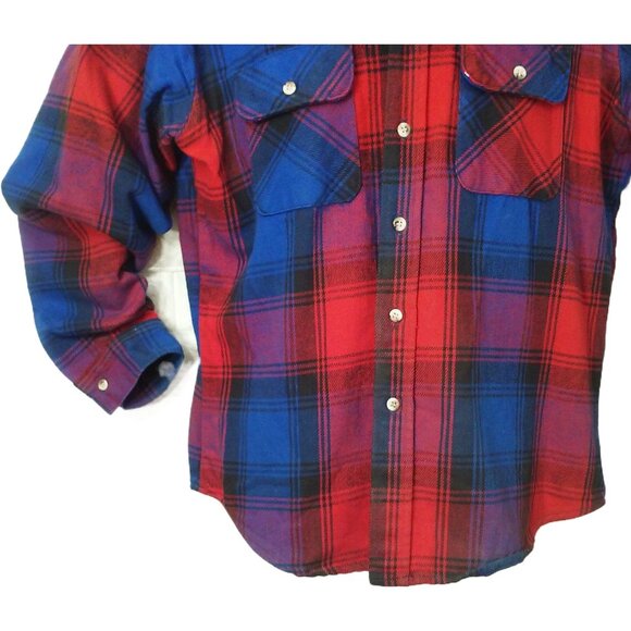 Vintage 80s Field & Stream Plaid Shacket Flannel Over-Shirt Chore Jacket Men-L - Picture 3 of 11